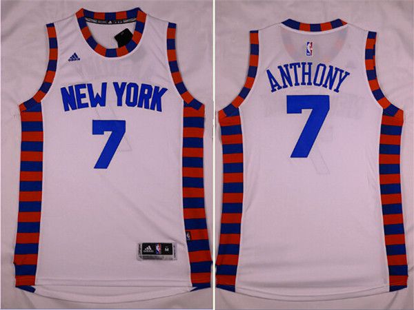 Men New York Knicks 7 Anthony White Adidas NBA Jersey
